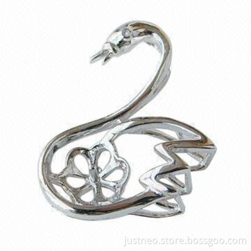 solid 925 sterling silver swan pendant setting